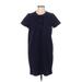 J.Crew Factory Store Casual Dress - Shift Crew Neck Short sleeves: Blue Print Dresses - Women's Size Large