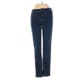 Madewell Jeggings - Mid/Reg Rise Straight Leg Boyfriend: Blue Bottoms - Women's Size 25 - Dark Wash