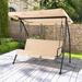 Arlmont & Co. Oivi 2 Person Porch Swing w/ Canopy Metal in Brown | 69 H x 78 W x 47 D in | Wayfair 8E54F64D794E47B59F8C9F383BA2CAC2