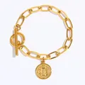 Bracelet Saint Saint Benoît en Acier Inoxydable pour Femme Médaille San Benito Or Argent Métal