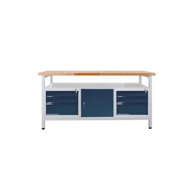 PROREGAL Werkbank Giant Rhino mit Ablagefach + 6 Schubladen + 1 Tür | HxBxT 84x170x60cm | Traglast 500kg | Lichtgrau/Anthrazitgrau Image