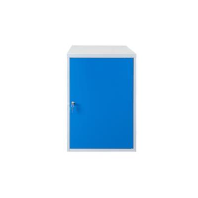 PROREGAL Stahlblechschrank mit Tür und 2 Fachböden für Werkbank Rhino| HxBxT 80x53x70cm | Traglast 50kg | Lichtgrau/Lichtblau Image
