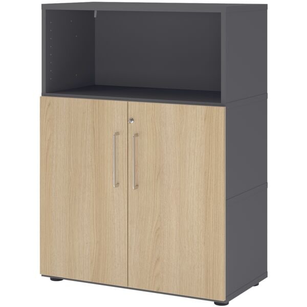 HAMMERBACHER Regalschrank »Flexwall« 80 cm breit 3 OH abschließbar grau, 80x110x40 cm