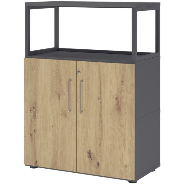 HAMMERBACHER Regalschrank »Flexwall« 80 cm breit 3 OH Stahlrahmen grau, 80x110x40 cm