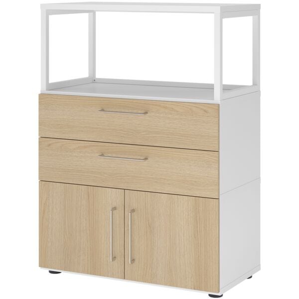 HAMMERBACHER Regalschrank »Flexwall« 80 cm breit 3 OH Stahlrahmen 2 Schubladen weiß, 80x110x40 cm