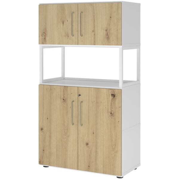 HAMMERBACHER Regalschrank »Flexwall« 80 cm breit 4 OH Stahlrahmen weiß, 80x145.2x40 cm