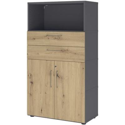 HAMMERBACHER Regalschrank »Flexwall« 80 cm breit 4 OH 2 Schubladen grau, 80x145.2x40 cm Image