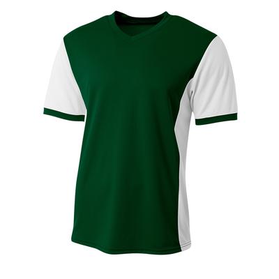 A4 N3017 Athletic Men's Premier V-Neck Soccer Jersey T-Shirt in Forest Green/White size Small | Polyester A4N3017