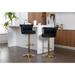 Velvet Upholstered Tufted Nailheads Swivel Adjustable Height Bar Stools With Golden Footrest(set of 2)