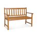 2-Person Patio Acacia Wood Bench with Backrest and Armrests - 43" x 22" x 34" (L x W x H)