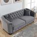 77"Modern Chesterfield Velvet Sofa, 3-Seater Sofa, Upholstered Tufted Backrests with Nailhead Arms & 2 Cushions for Living Room