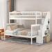 Classic Elegant Twin over Full Stairway Bunk Bed with storage