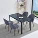 5 Piece Deluxe Transparent Glass Top Dining Table Dinette, Accent Upholstered Side Chairs with Soft Velvet Seat & Backrest