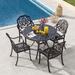 2 Pieces Patio Cast Aluminum Dining Chairs with Armrests-Bronze - 26" x 24" x 37" (L x W x H)