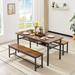 Oversized Dining Table Set for 6, 3-Piece Kitchen Table with 2 Benches, Dining Room Table Set for Home Kitchen, Restaurant