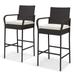 2/4 Pieces Outdoor PE Rattan Cushioned Barstool Set with Armrests - 23" x 21" x 46" (L x W x H)