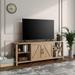 68" TV Stand Wood Metal TV Console Industrial Entertainment Center with Storage Cabinets and Shelves, Tobacco Wood