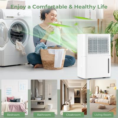 2000 Sq. Ft 32 Pint Dehumidifier with Continuous/Drying/Auto Mode-White - 10.5" x 8" x 16" (L x W x H)