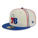 "Men's New Era Cream/Royal Philadelphia 76ers Piping 2-Tone 59FIFTY Fitted Hat"