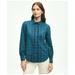 Brooks Brothers Women's Cotton Plaid Ruffled Shirt | Blue | Size 6