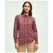 Brooks Brothers Women's Cotton Plaid Ruffled Shirt | Red | Size 0