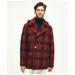 Brooks Brothers Men's Wool Hooded Buffalo Check Pea Coat | Red | Size Small