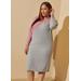 Plus Size Ribbed Two Tone Sweater Dress