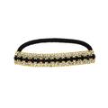 Ruihfas Ponytail Holder Stretchy Elastic Hair Tie Sparkling Crystal Rhinestone Hair Band Headband Hair Accessories for Women 1Pcs (Gold Tone Black)