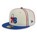 Men's New Era Cream/Royal Philadelphia 76ers Piping 2-Tone 59FIFTY Fitted Hat