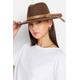 Brown Faux Leather Band Fedora Hat