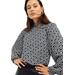 Plus Size Women's Pleated Blouson Sleeve Blouse by ellos in Black White Geo (Size 34/36)