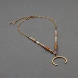 Lucky Brand Multi Stone Beaded Horn Pendant Necklace - Women's Ladies Accessories Jewelry Necklace Pendants in Two Tone