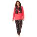 Plus Size Women's Pajama Set with Coordinating Scarf by Dreams & Co. in Black Season's Greetings (Size 2X)