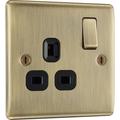 BG 13A DP Switched Socket 1 Gang in Antique Brass Plastic