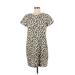 J.Crew Factory Store Casual Dress - Shift Crew Neck Short sleeves: Ivory Dresses - Women's Size 6