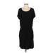 White House Black Market Casual Dress - DropWaist Scoop Neck Short sleeves: Black Solid Dresses - Women's Size Small
