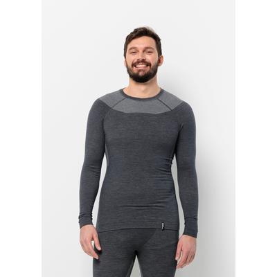 Langarmshirt JACK WOLFSKIN "SEAMLESS WOOL L/S M", Herren, Gr. XL (54/56), grau (phantom), 55% WOLLE (MERINO), 43% POLYAMID, 2% ELASTHAN, Langarm, Shirts Image