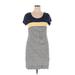 Max Edition Casual Dress - Shift Scoop Neck Short sleeves: Blue Color Block Dresses - New - Women's Size X-Large