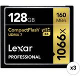 Lexar 128GB Professional 1066x CompactFlash Memory Card (UDMA 7, 3-Pack) LCF128CRBNA1066