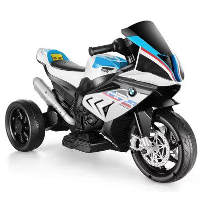 DreamDwell Home BMW Ride On Motorcycle 1 Seater Motorcycles Battery Powered Ride On Toy w/ 3 Wheels, Music, Light in White | Wayfair