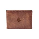 Fossil Brown Boston Red Sox Leather Derrick Front Pocket Bifold Wallet