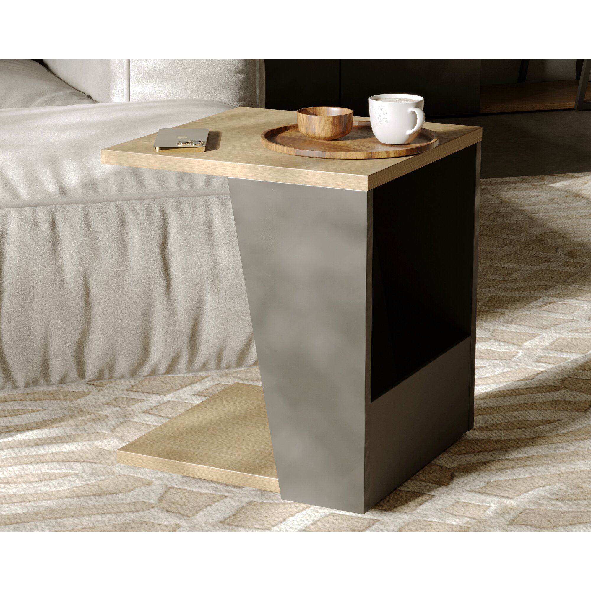 TemaHome »Albi« Beistelltisch Schwarz mit Eiche 40x46x40 cm