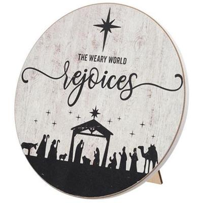 The Weary World Rejoices Nativity Round Easel Sign - 7