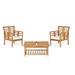 Caydon Acacia Wood Outdoor Club Chair and Coffee Table Set with Cushions by Christopher Knight Home
