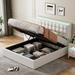 Queen Size Tufted Upholstered Platform Bed with Hydraulic Storage System, PU Storage Bed with LED Lights and Headboard