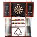 GSE™ 10-Cue Wall Mounting Billiard Cue Rack & Dart Board Cabinet Combination. Hanging Wall Pool Stick Holder & Dartboard Cabinet