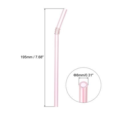 6Pcs Reusable Glass Straws, 195mm/8-inch Long, 8mm/0.3" Dia Cute Straw