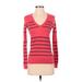 J.Crew Factory Store Pullover Sweater: Pink Stripes Tops - Women's Size Small