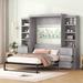 Twin/Full Mobile Murphy Bed Space-Saving Wall Bed with Storage Shelves and Drawers for Multipurpose Guest Room or Home Office