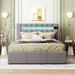 Full Upholstered Bed w/Led Light, Bluetooth Player & USB Charging,Grey